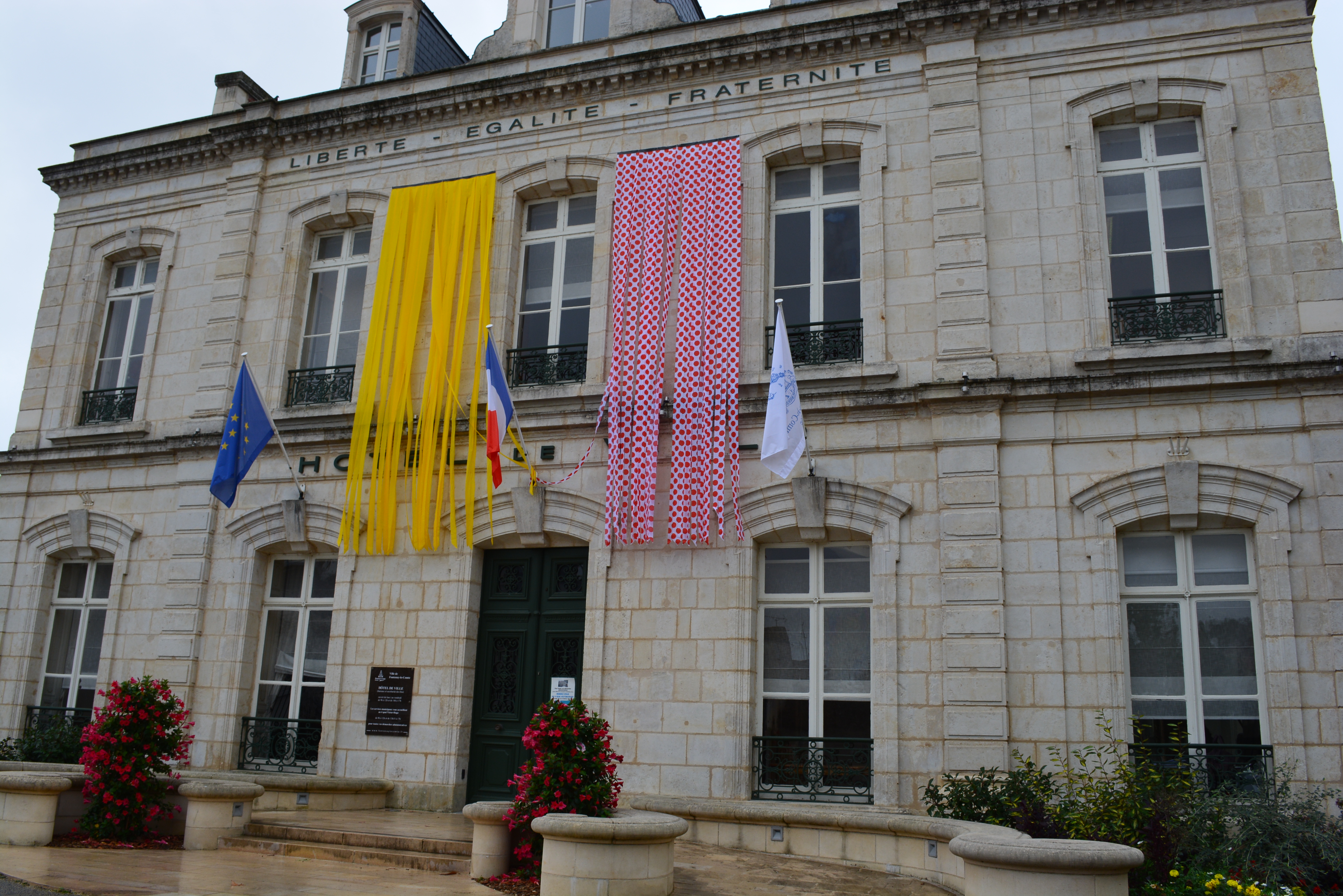 4 bouquets de 5M de haut (2 jaunes et 2 à pois rouges)